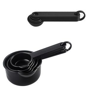 11 In 1 Black Plastic Measuring Cup And Spoon Set With Volume Mark 6