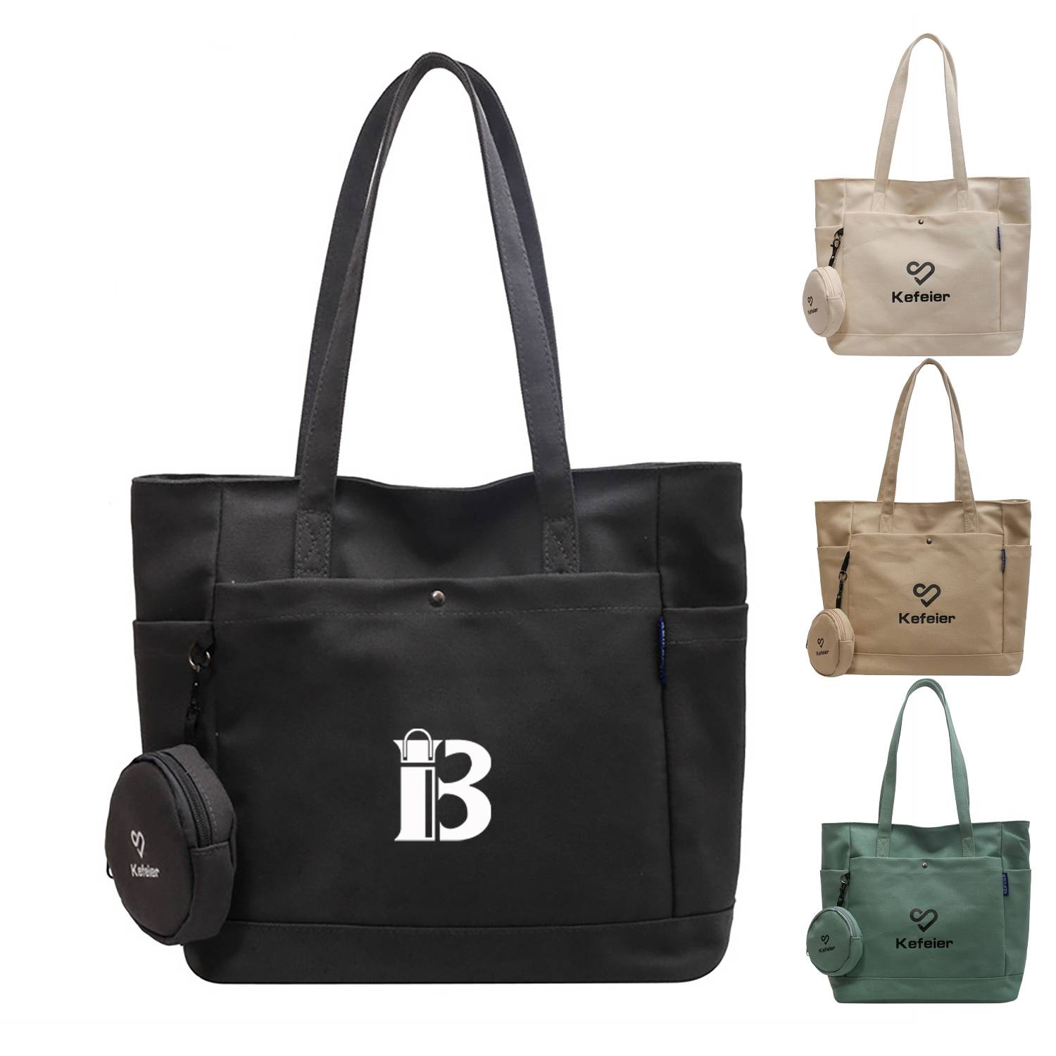 Spacious Canvas Commuter Bag w/ Coin Purse