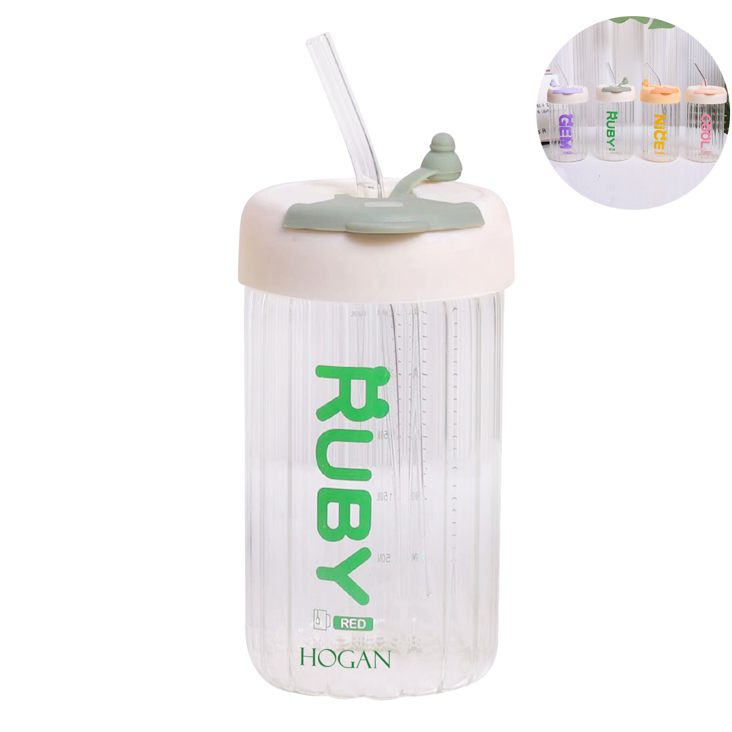 Stylish minimalist straw cup glass with sealable lid 2