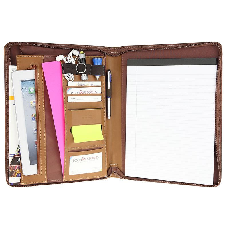 8.5" x 11" Zippered Marin PU Leather Portfolio 5