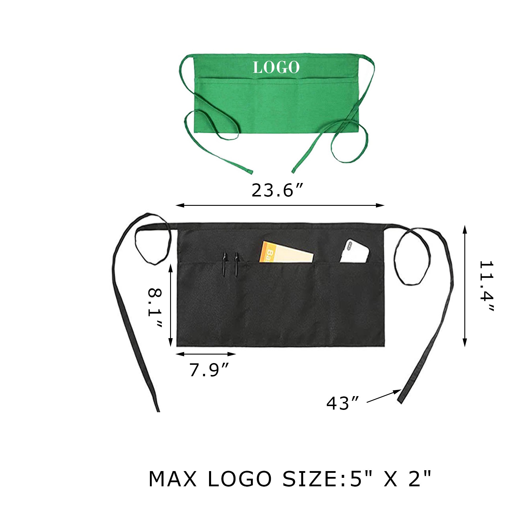 Waist Apron w/ 3 Pockets 3
