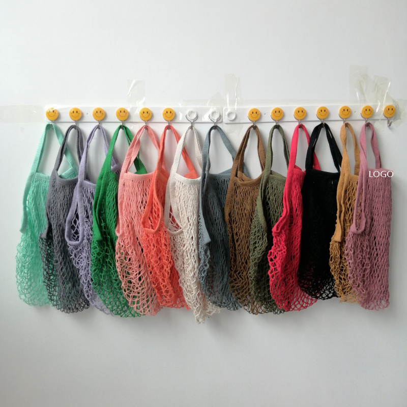 Short Handle Cotton String Net Shopping Grocery Bags 8