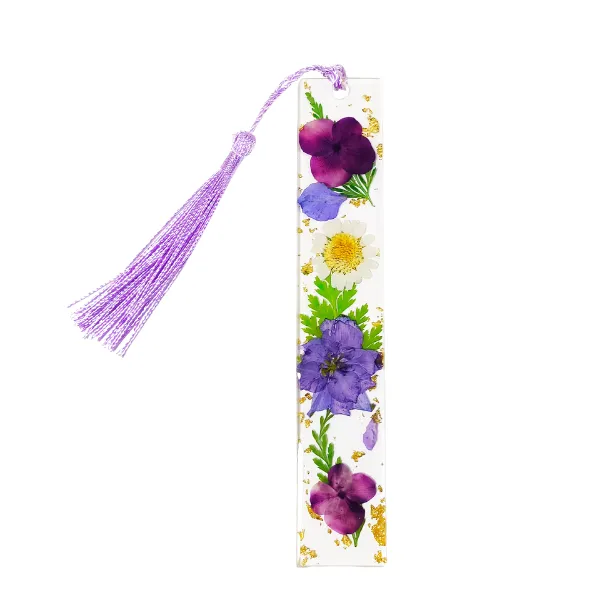 Pressed Flower Resin Bookmark with Tassel 19
