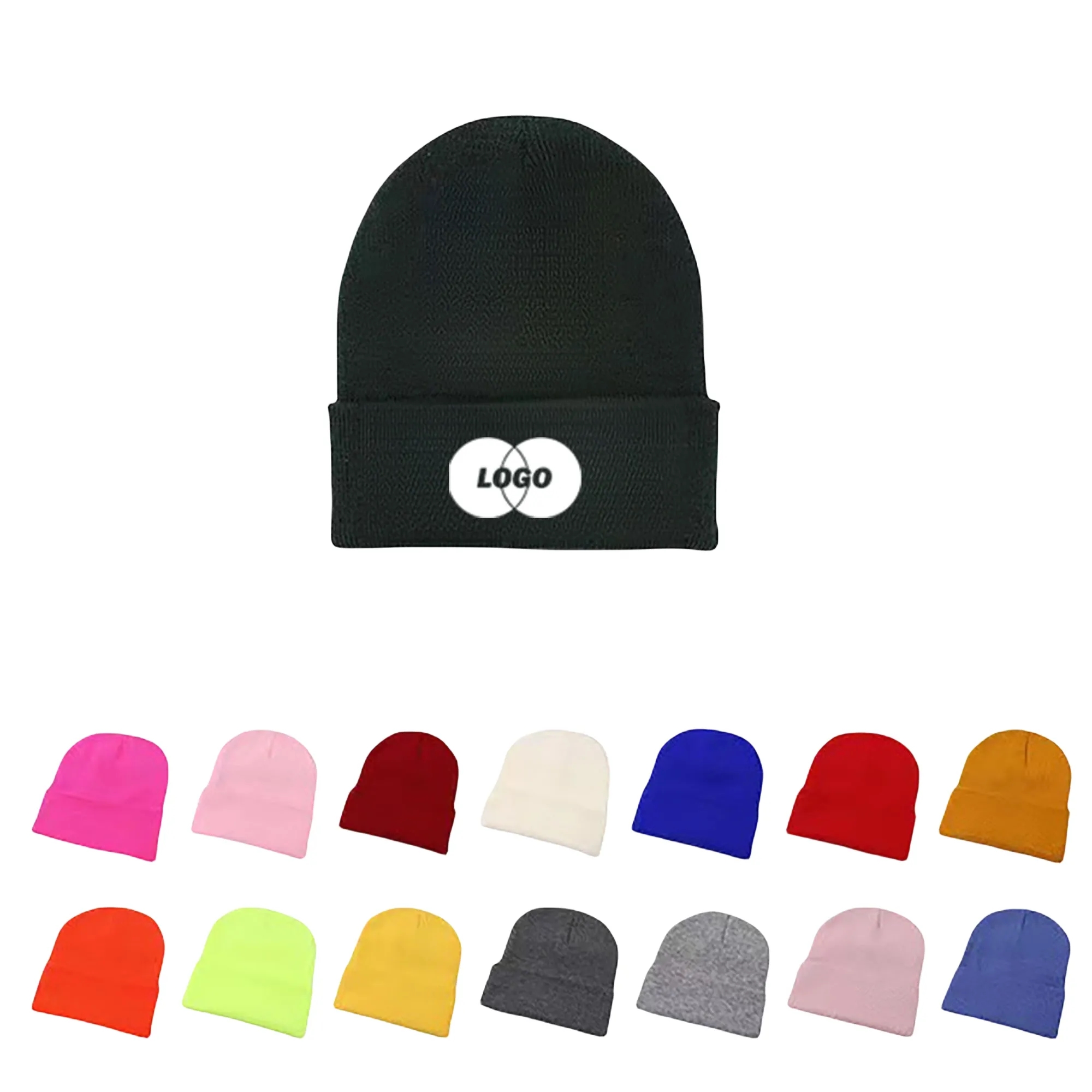 MOQ 50 PCS Knit Cuffed Beanie Cap Unisex 3