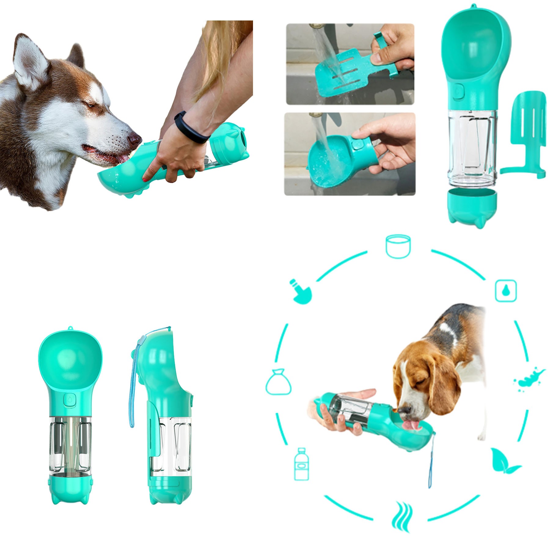 Dog Water Bottle 4 In 1 Portable Pet Water Bowl Dispenser 3