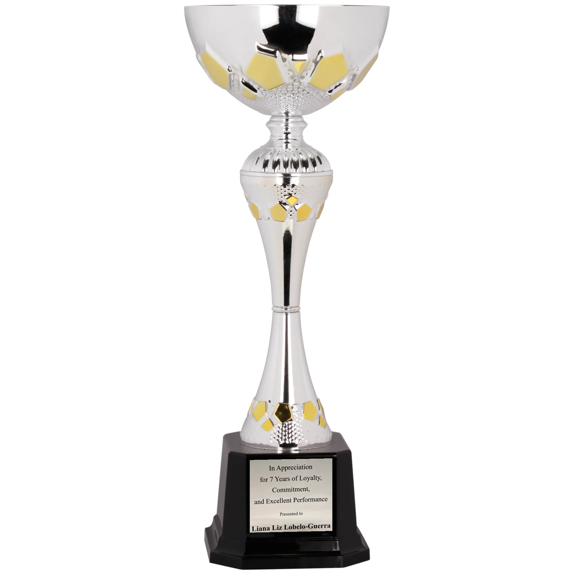 14 1/2" Silver/Gold Completed Metal Cup Trophy On Plastic Base 2