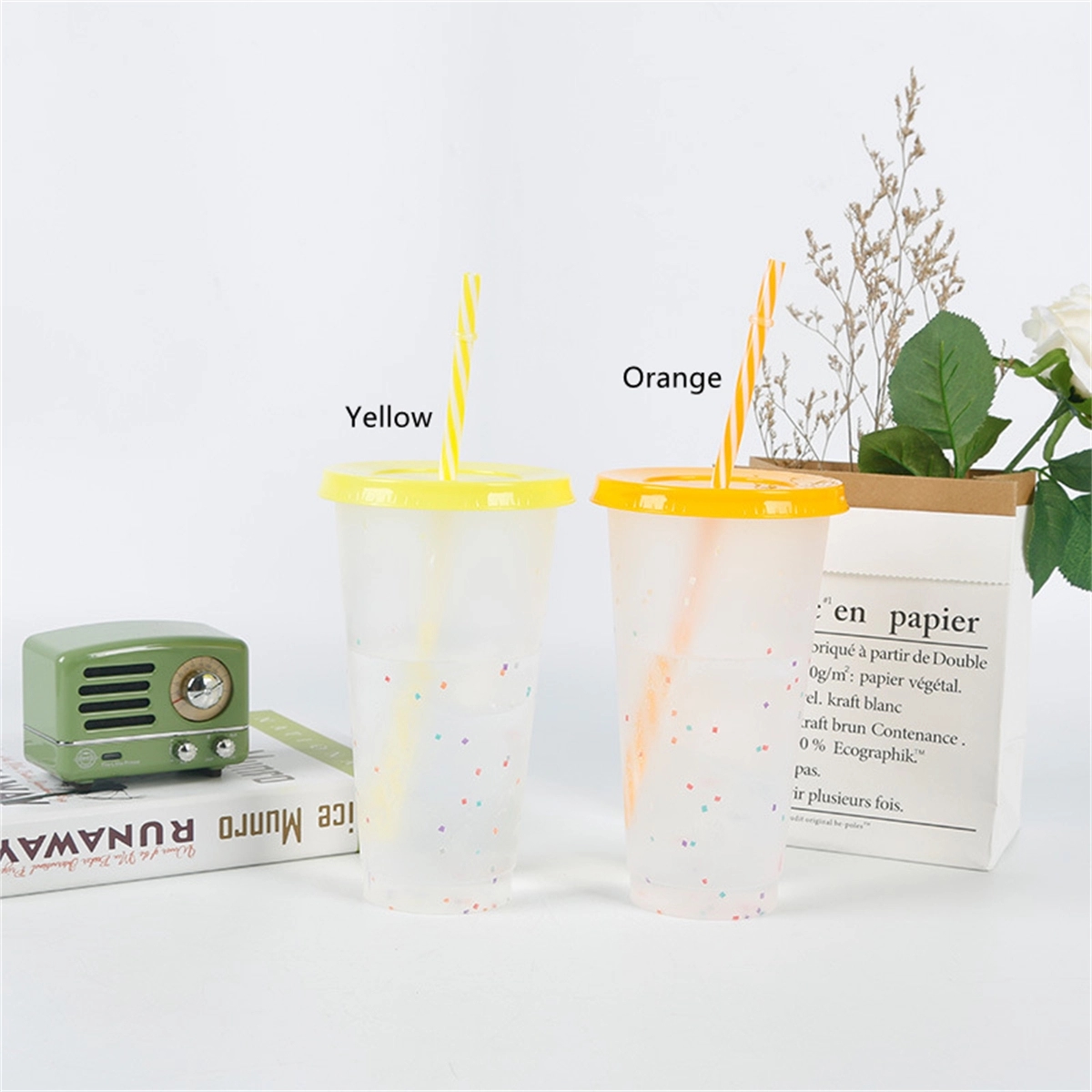 24 Oz Confetti Cups Color Changing Tumblers With Straw 4