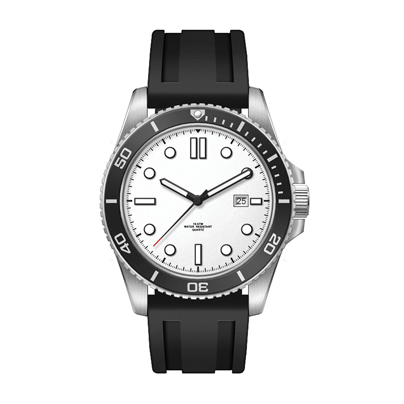 WC5262 42.5MM STEEL SILVER CASE, 3 HAND MVMT, WHITE DIAL, DTE DISPLAY, BK ROTATING BEZEL, SILICONE STRAP, F 2