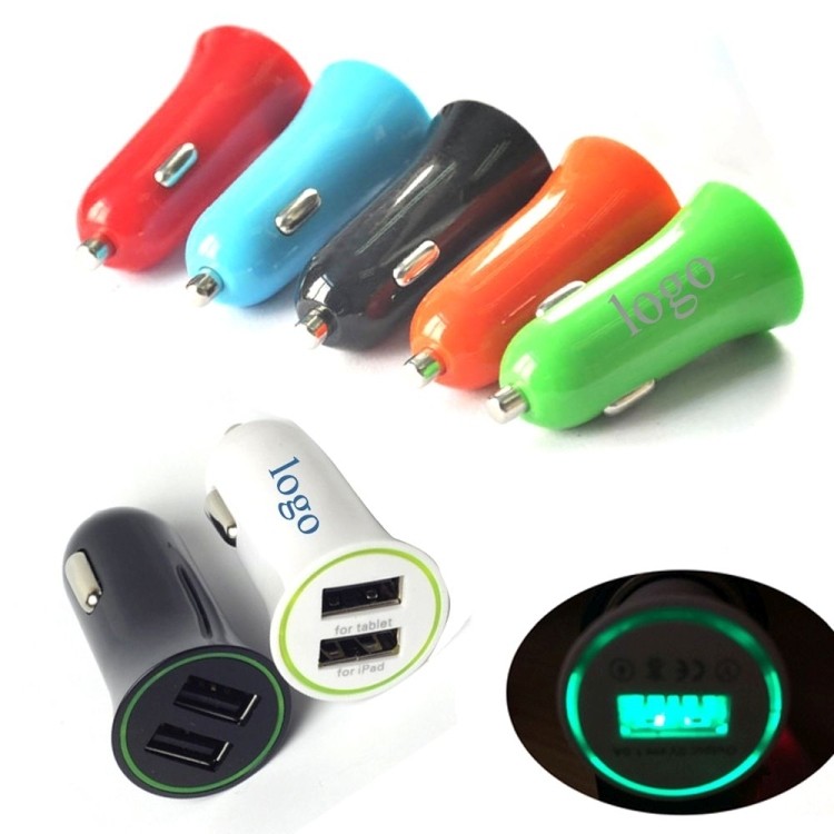 Circle Light up Dual port USB Car Charger 2