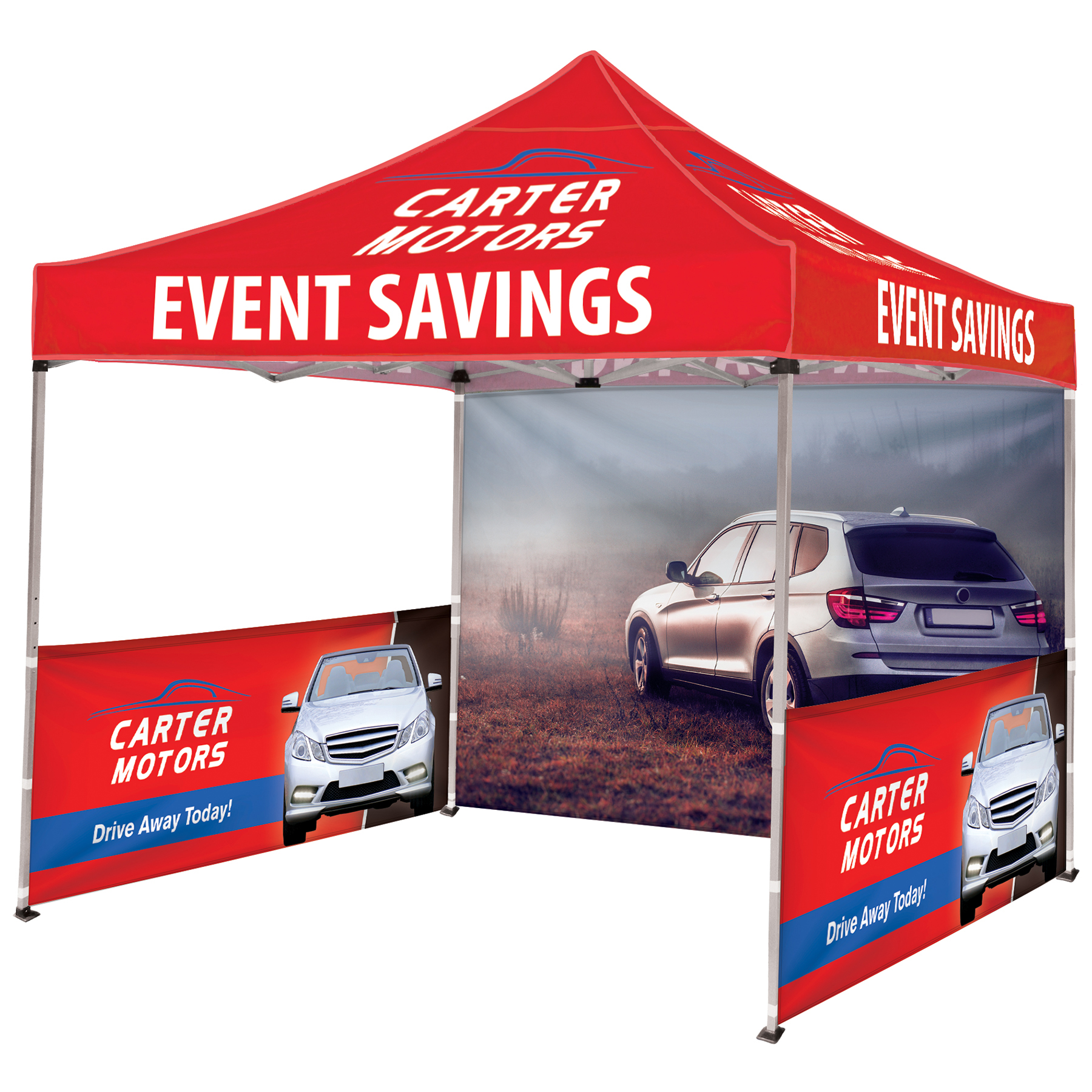 10' Square Canopy Tent W/One Full Double Sided Wall and Two Double Sided Half Walls 2