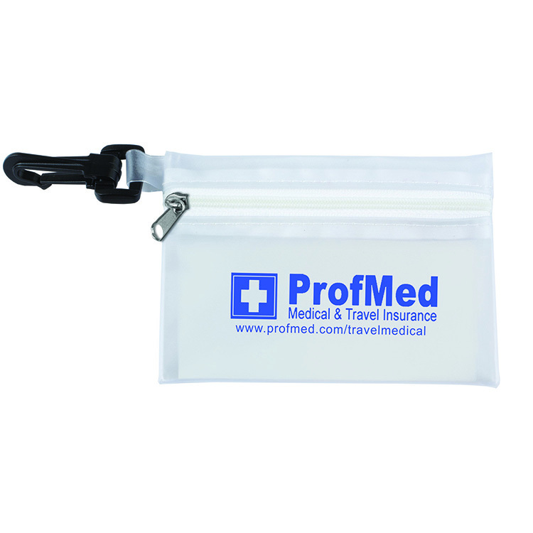 "MEDI" 19 Piece First Aid Kit in Translucent Zipper Kit with Plastic Carabiner Attachment 13