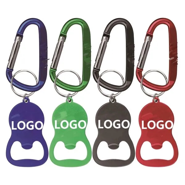 Round Shape Plain Bottle Opener with Key Ring & Carabiner 3