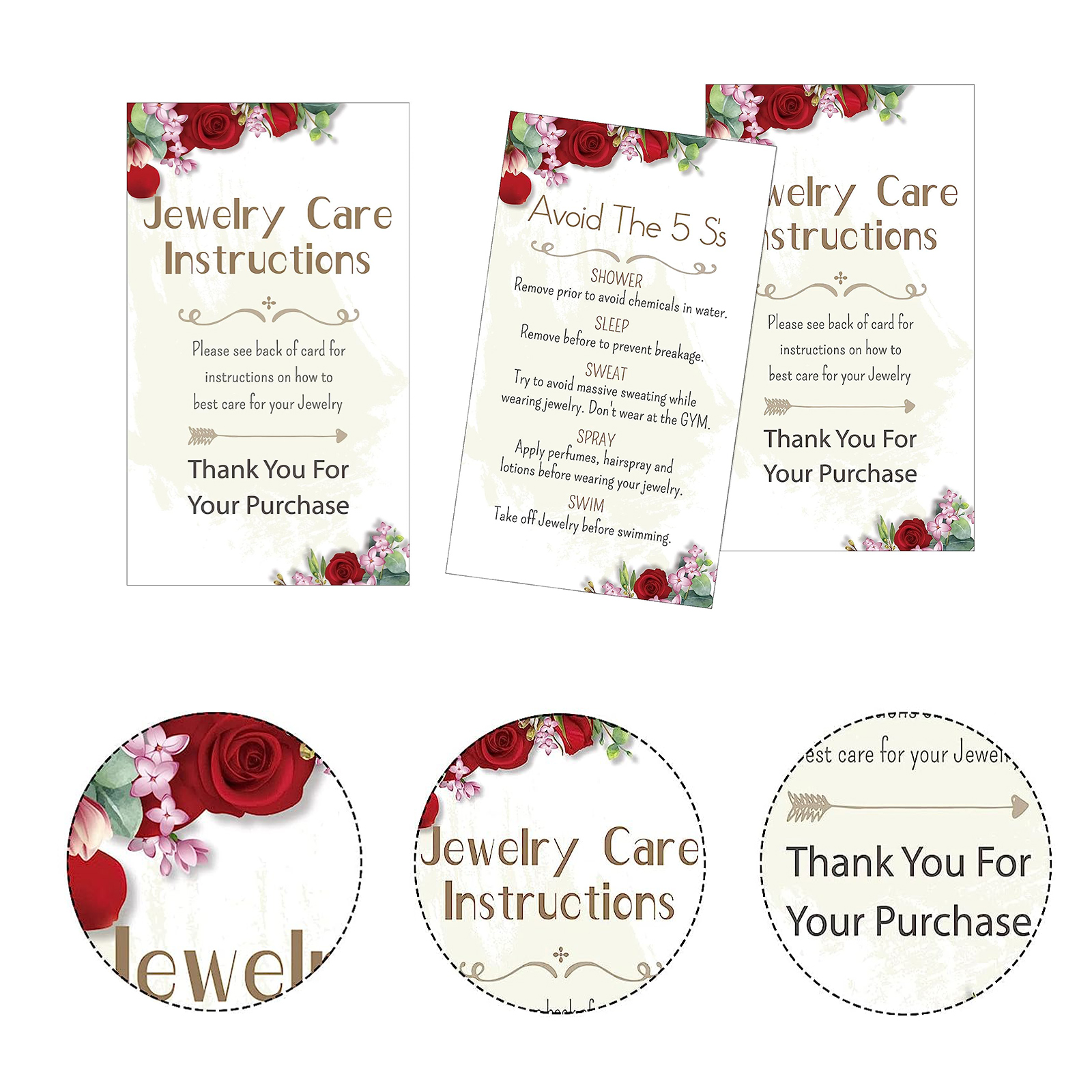 Jewelry Instructions Cards