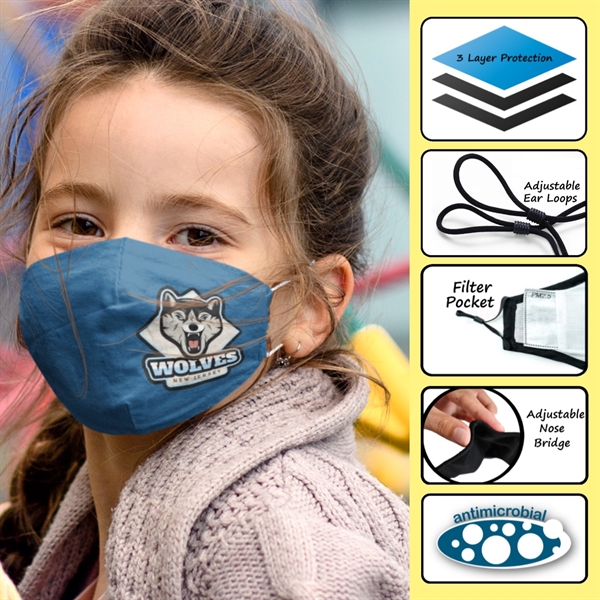 Kids' 3-Ply Reusable Face Mask with Adjustable Ear Loops 6