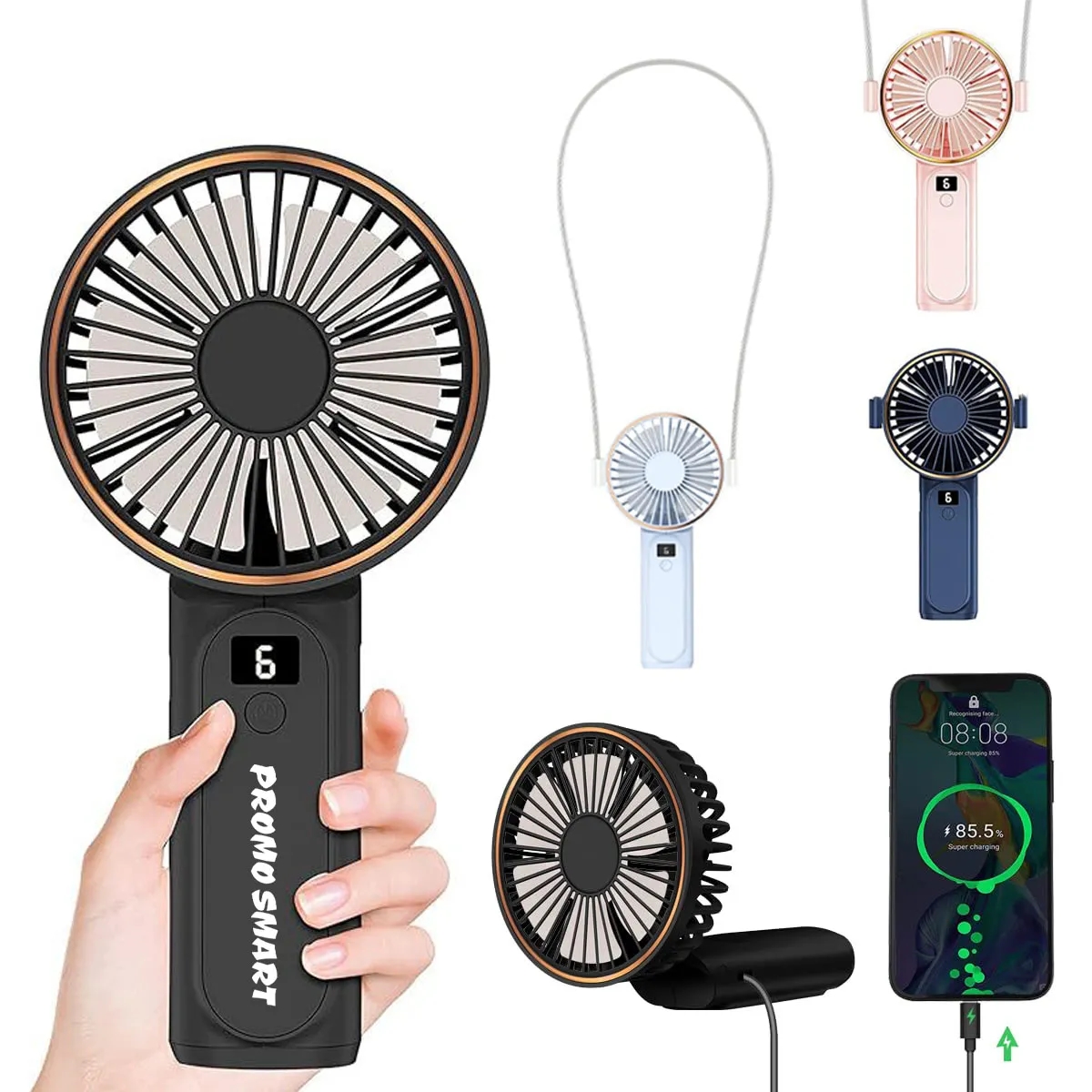Pocket Size Handheld LCD Digital Display Lanyard Neck Fan 3