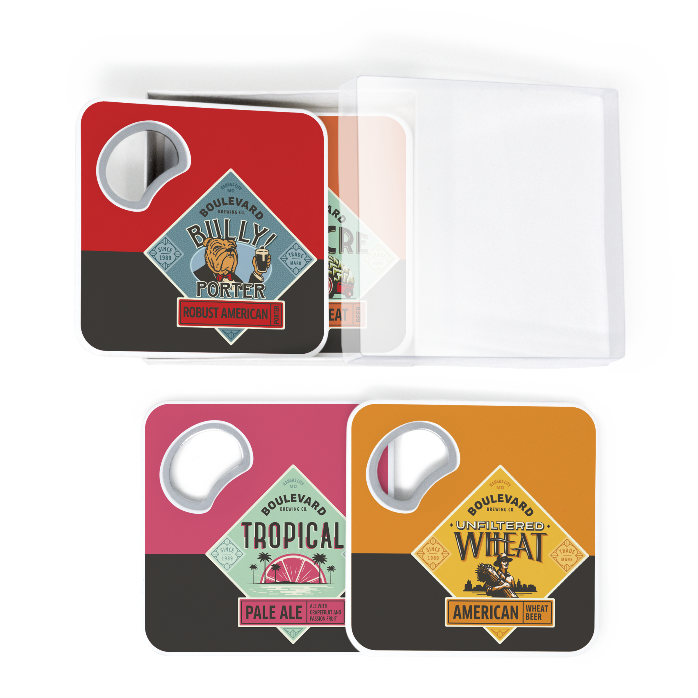 Magnetic Coaster With Bottle Opener Set