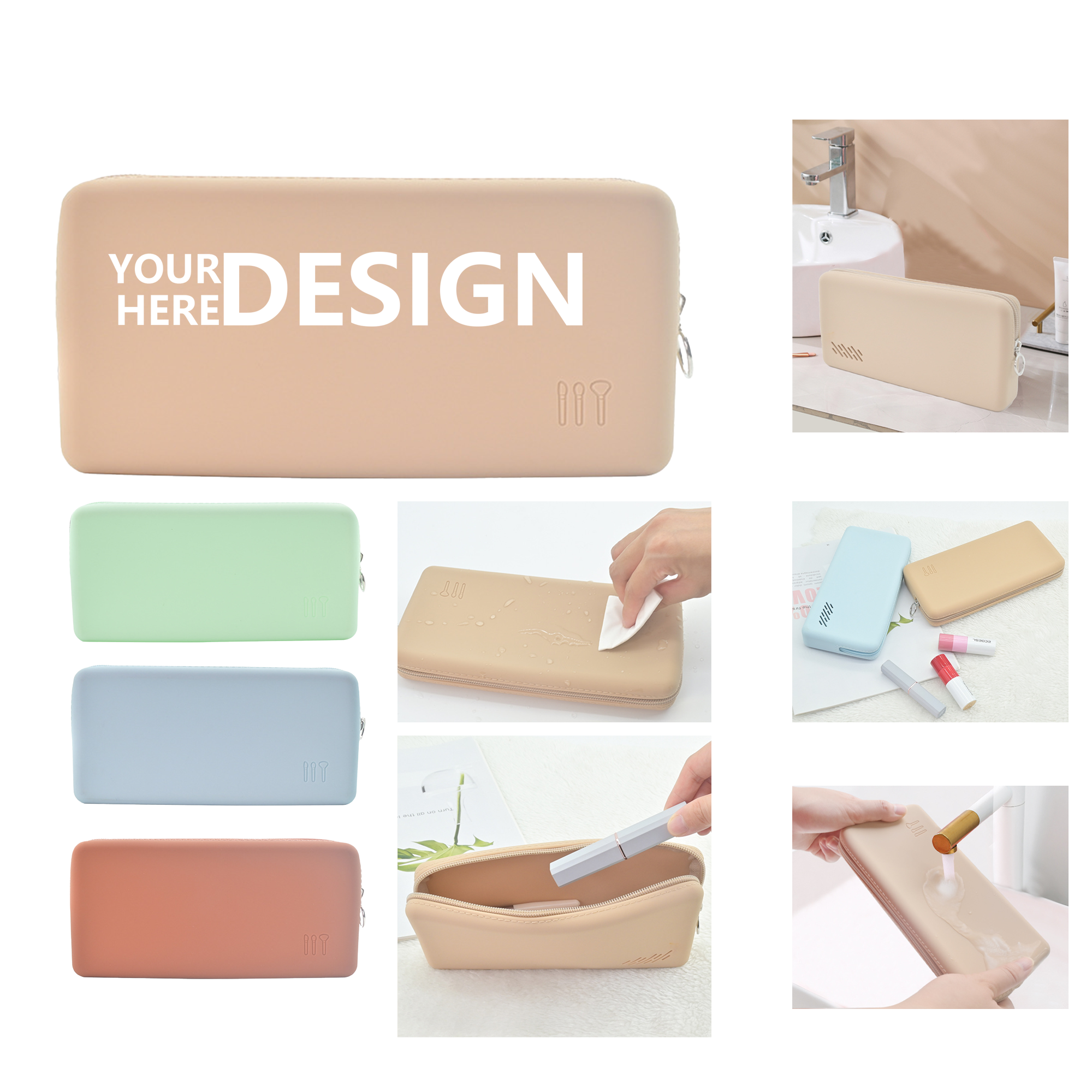 High-Capacity Silicone Travel Makeup Bag with Zipper for Outdoor Adventures 1