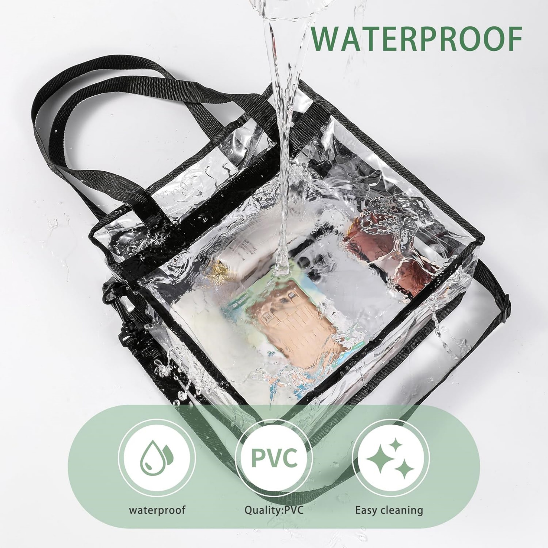 Stadium Approved Clear Tote Bag Crossbody Messenger Shoulder Bag with Adjustable Strap 4