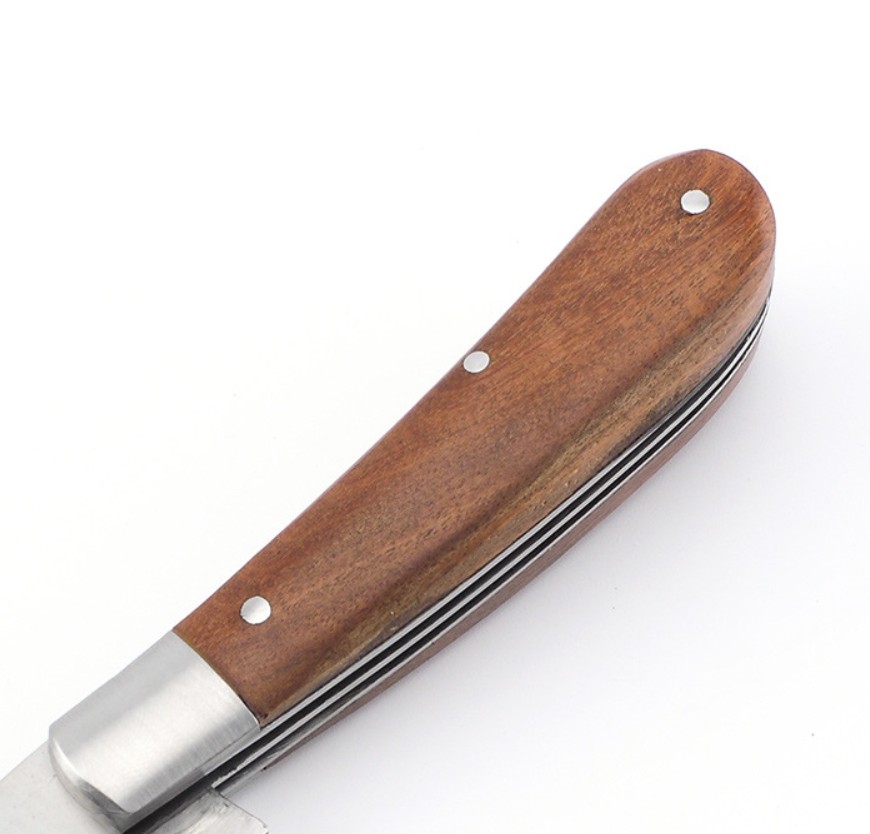 Stainless Steel Folding Pocket Knife with Wooden Handle 1