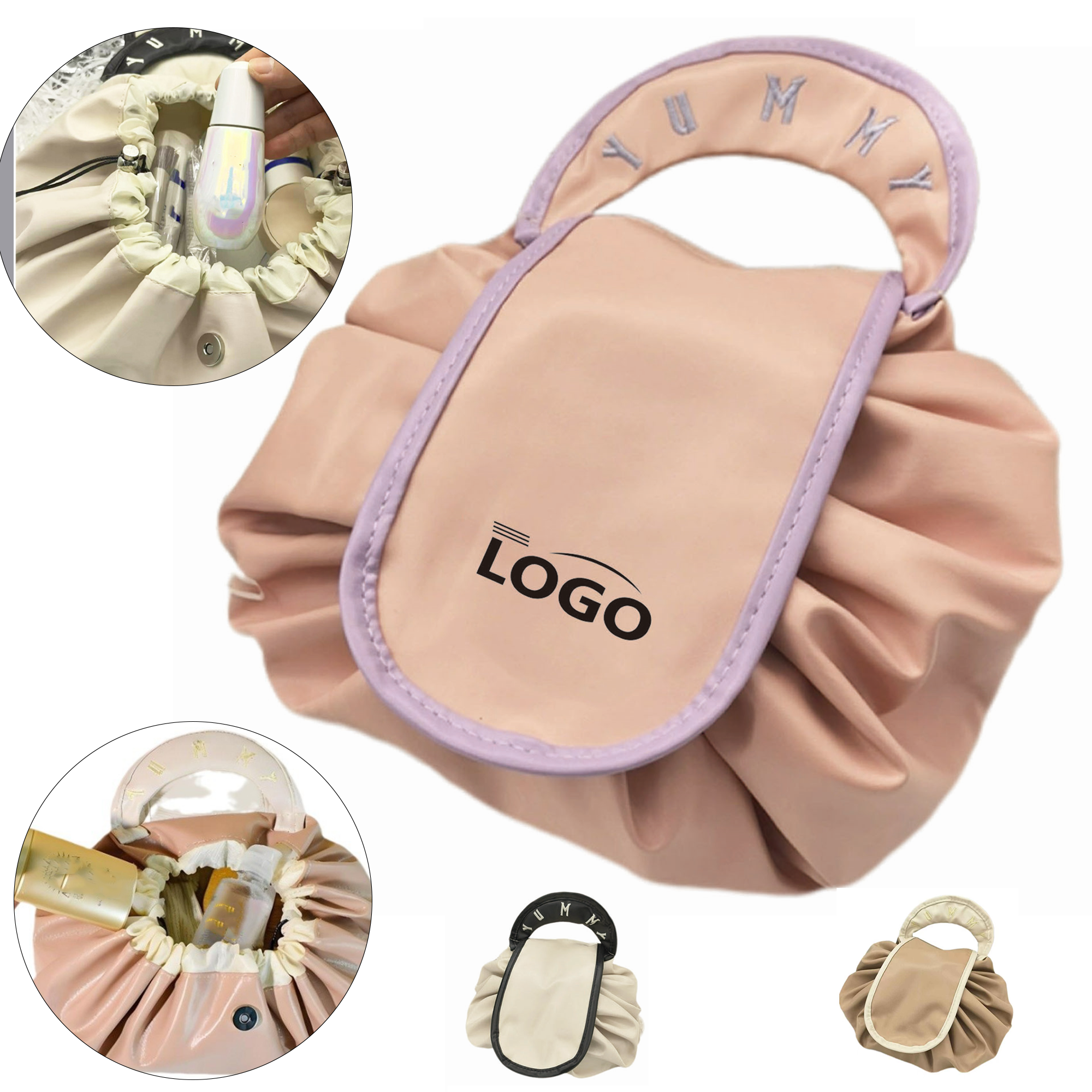 Stylish PU Lazy Drawstring Cosmetic Pouch 2