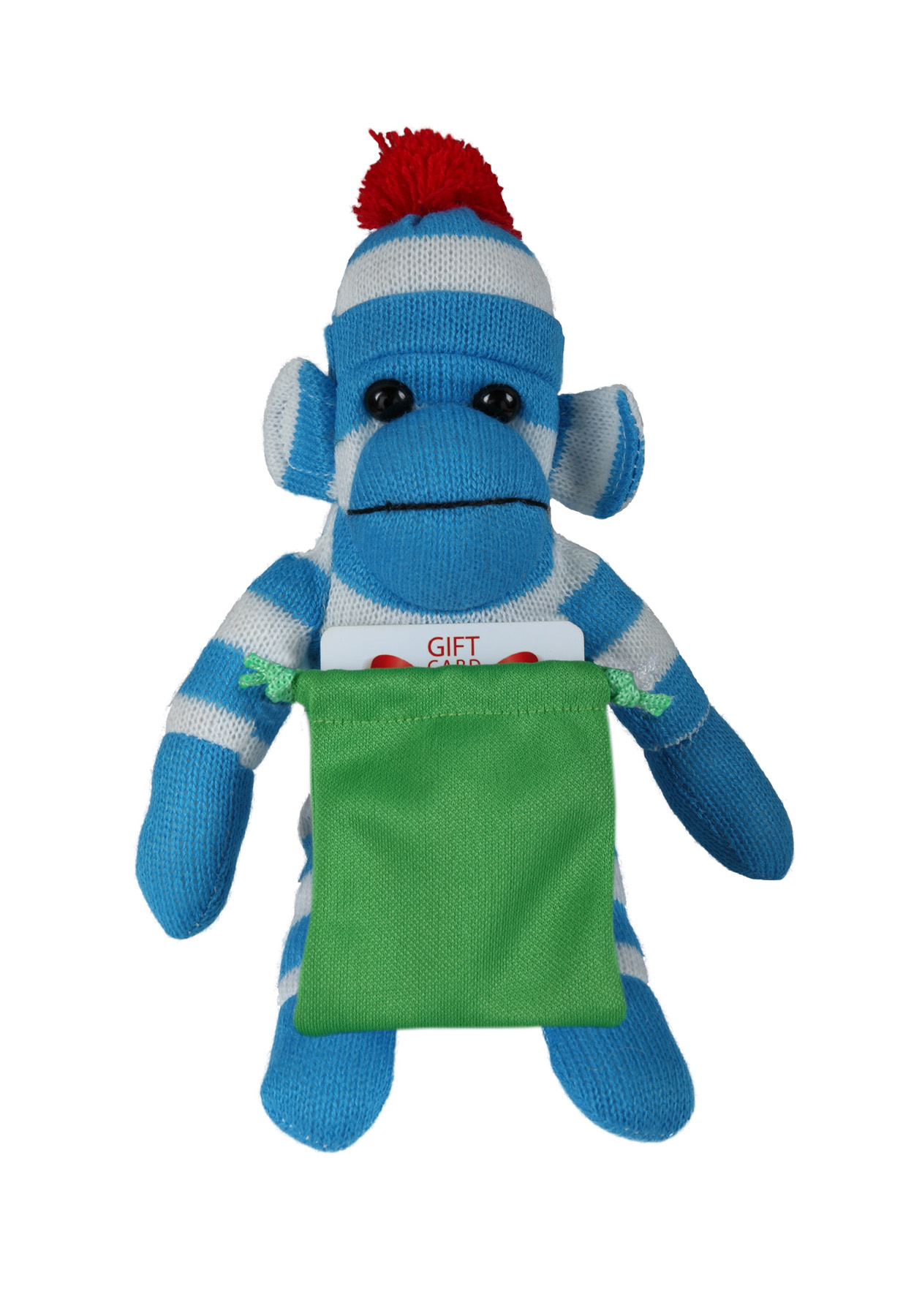 soft plush Blue Sock Monkey with gift card sack 5
