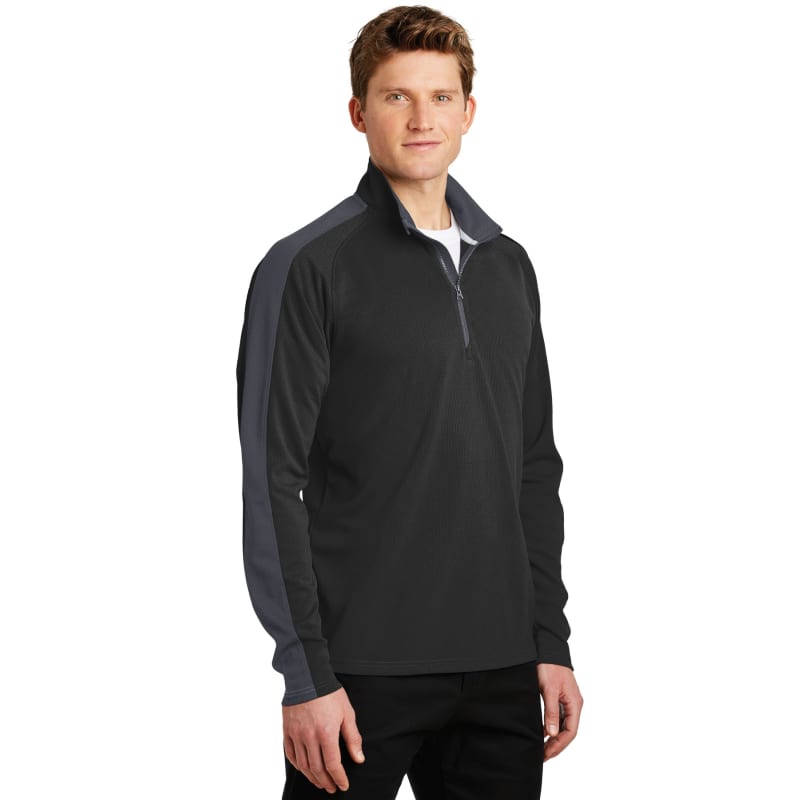 Sport-Tek Sport-Wick Textured Colorblock 1/4-Zip Pullover. 10