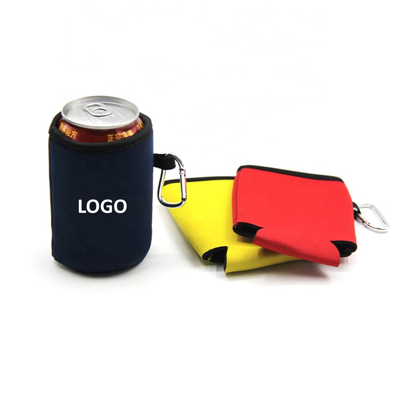 Collapsible Can Kooler With Carabiner, custom koozie with logo imprint 2