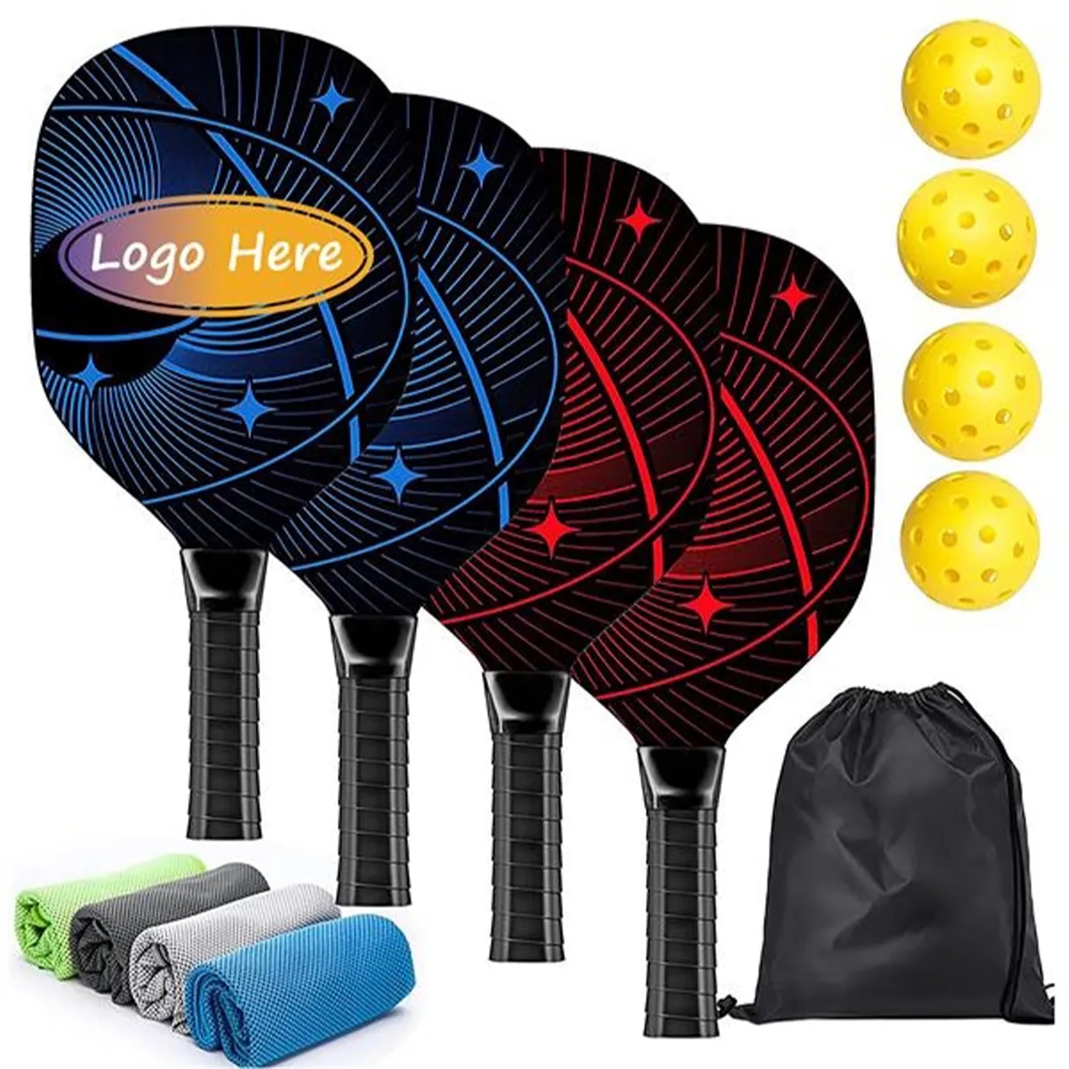 Wood Pickleball Paddles Set of 4 5