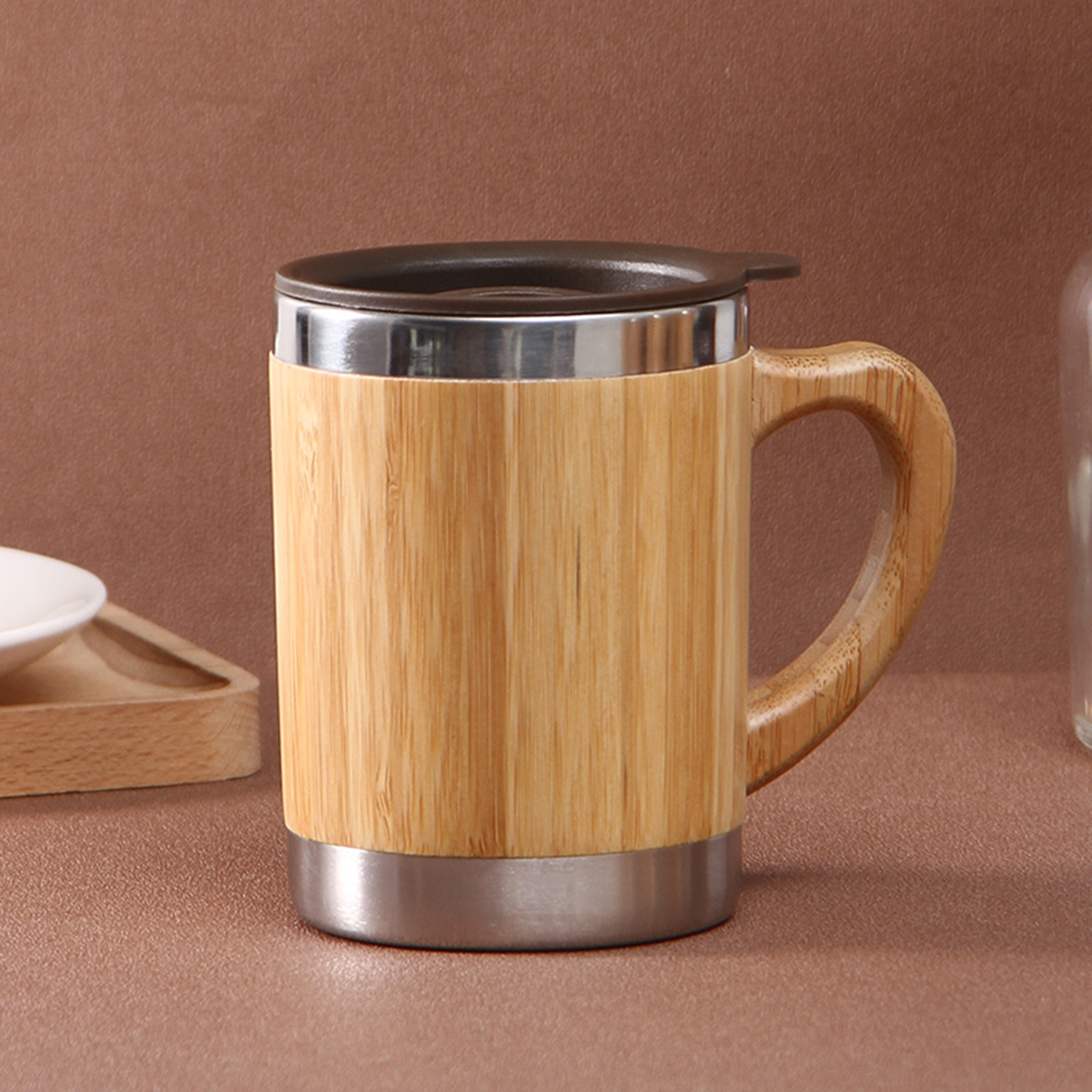 Stainless Steel Thermos with Wooden Cup 2
