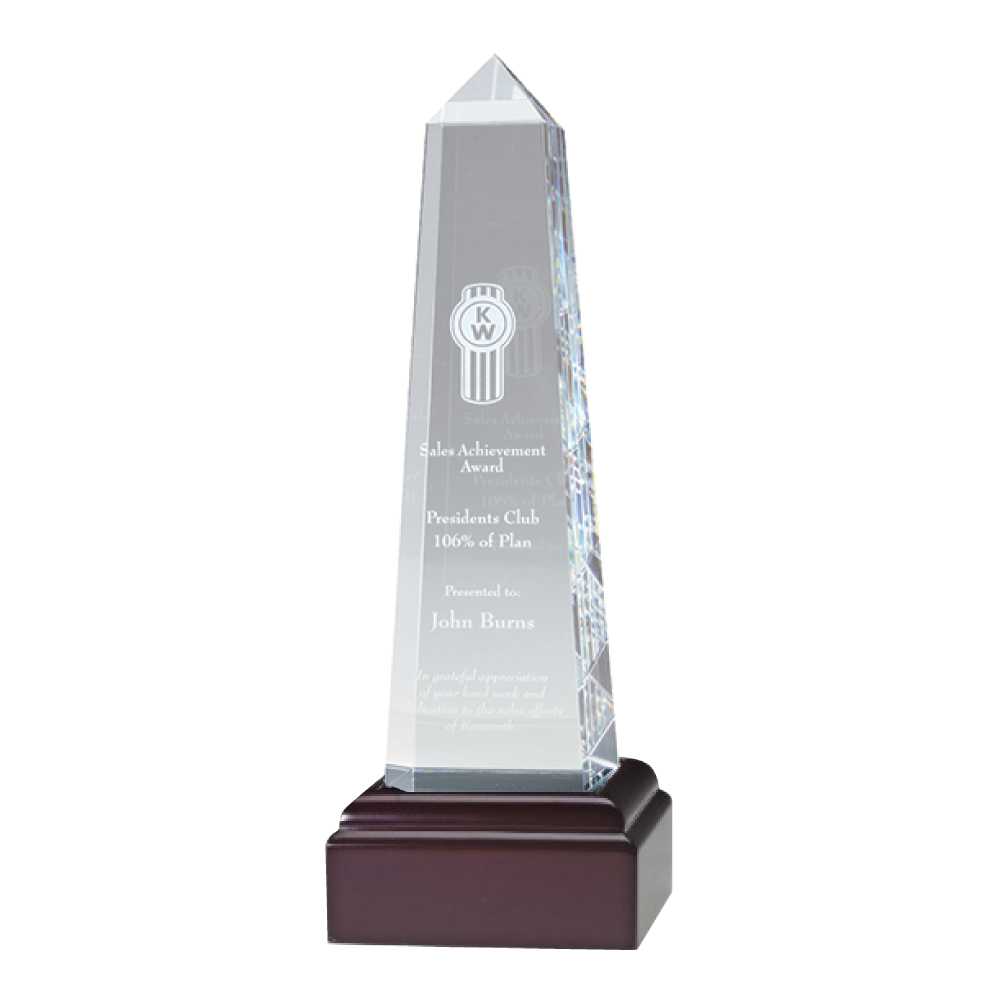Obelisk with Black Optical Crystal Base 10 "