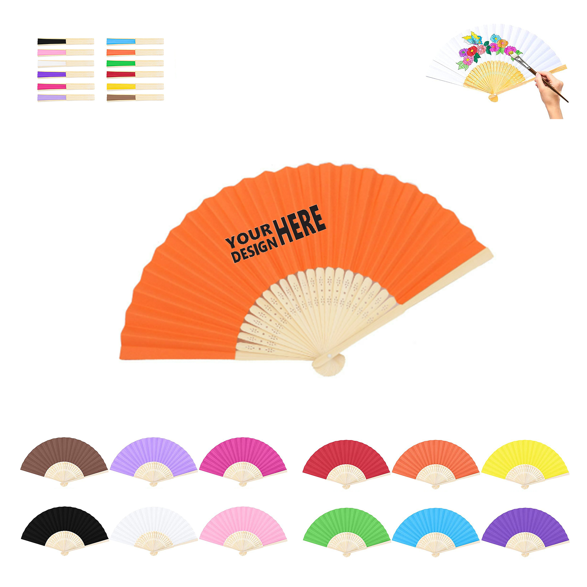 Full-color Folding Bamboo Paper Hand Fan MOQ100 2
