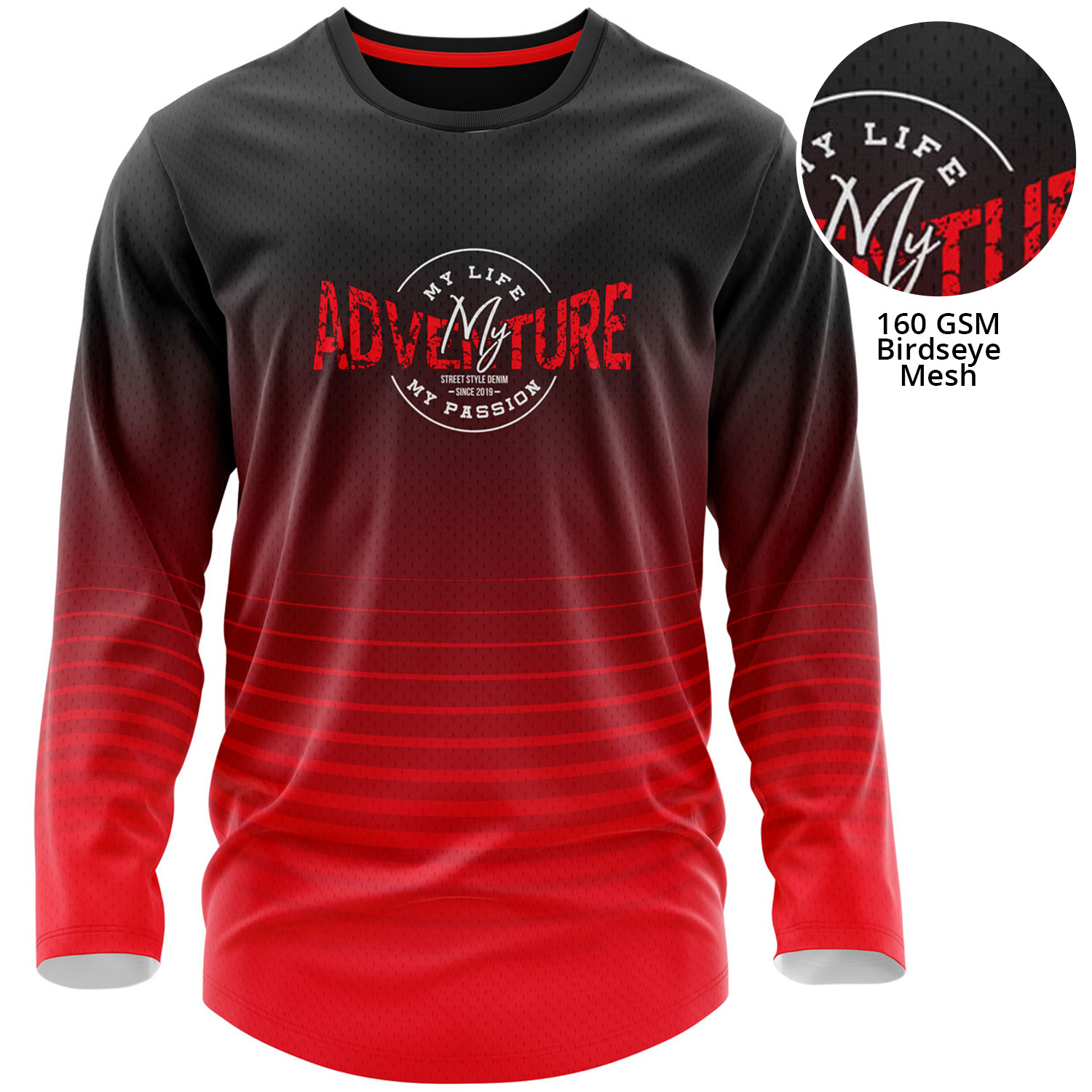 Men's 160 GSM Birdseye mesh Sublimation Long Sleeve T-shirt 4