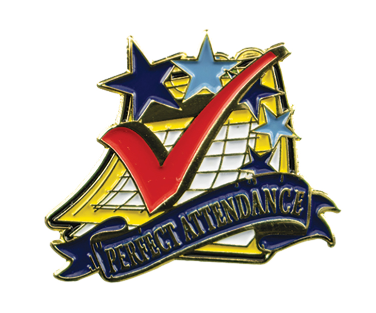 Educational Lapel Pin- Perfect Attendance (1-1/8")