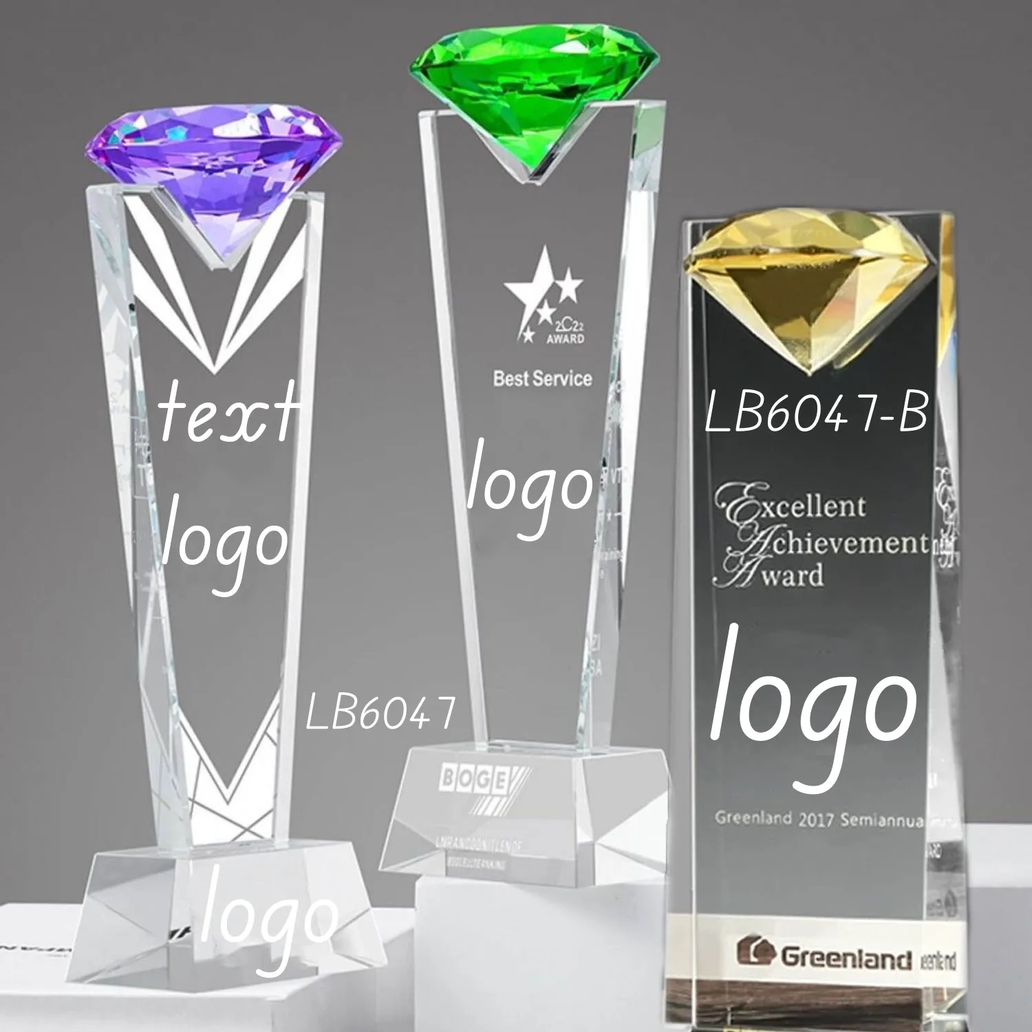 Recognition Crystal Award Glass Trophy Cup with Diamond 2
