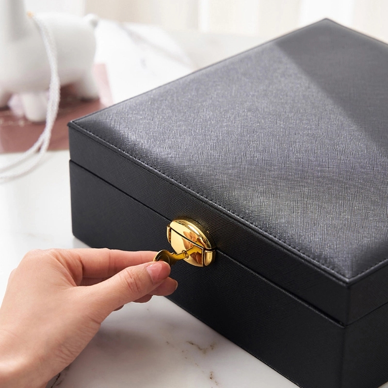 Custom 2-Layer Jewelry Organizer Box with Mirror & Lock 11