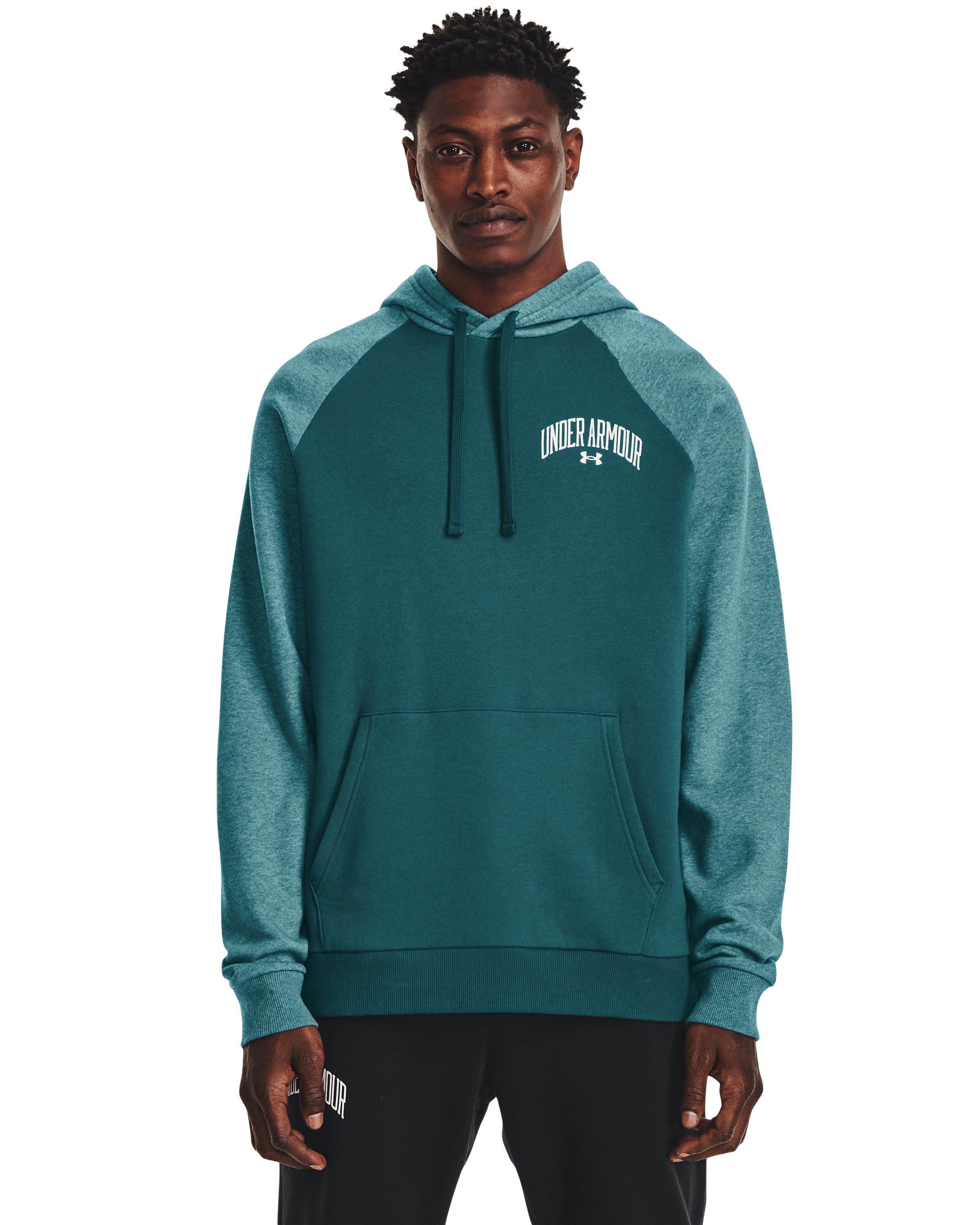 UA Rival Fleece Wordmark Colorblock Men's Hoodie, custom hoodie or sweatshirt with logo imprint 4