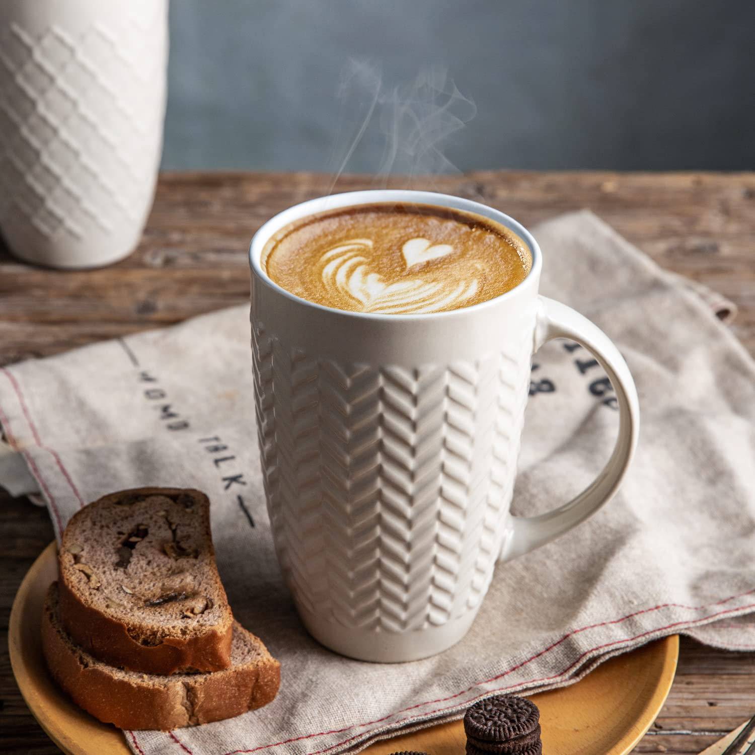 21oz Embossed Pattern Large Capacity Ceramic Mug 5