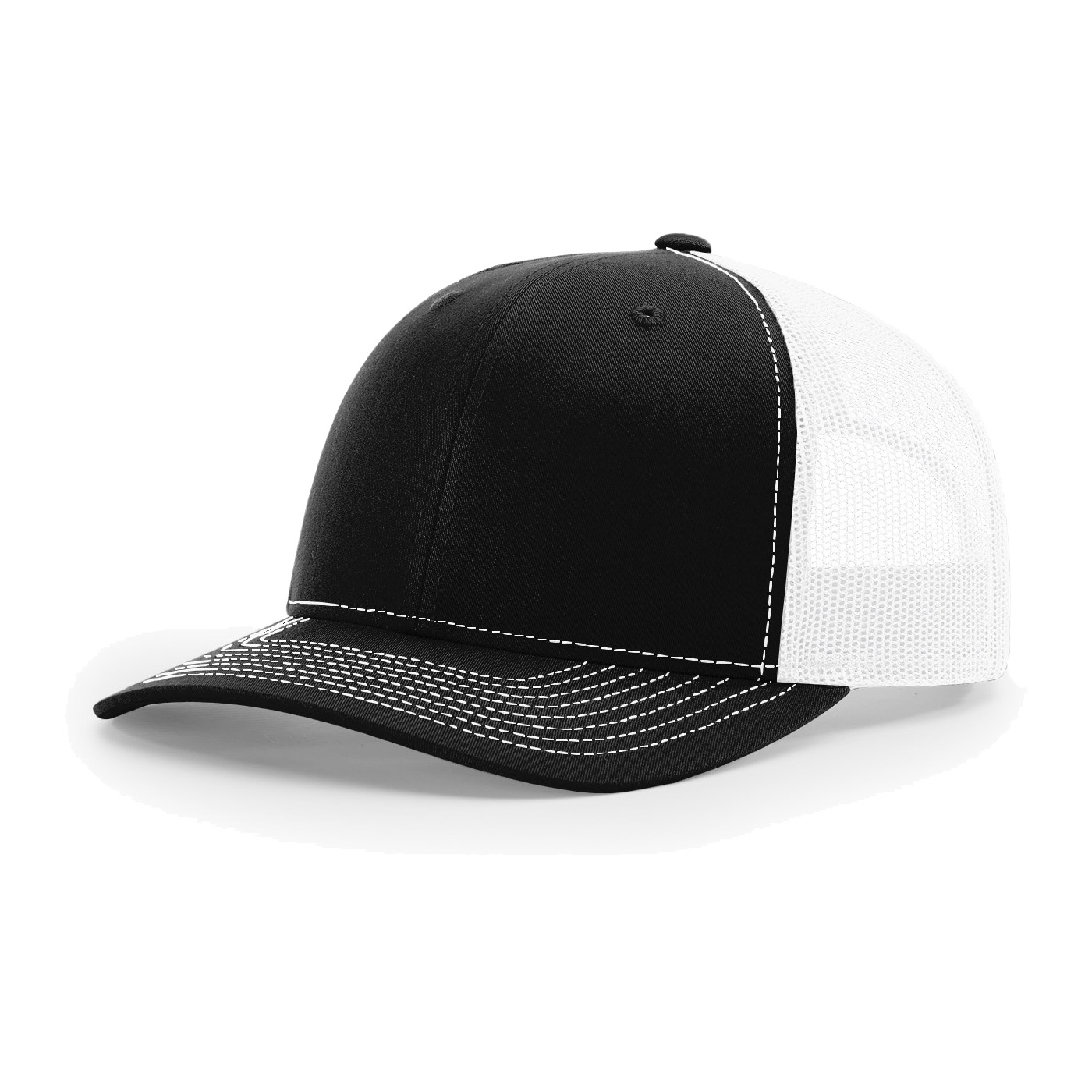 Richardson 112 6-Panel Snapback Trucker Hat w/Leatherette Adhesive Patches or Embroidery 85