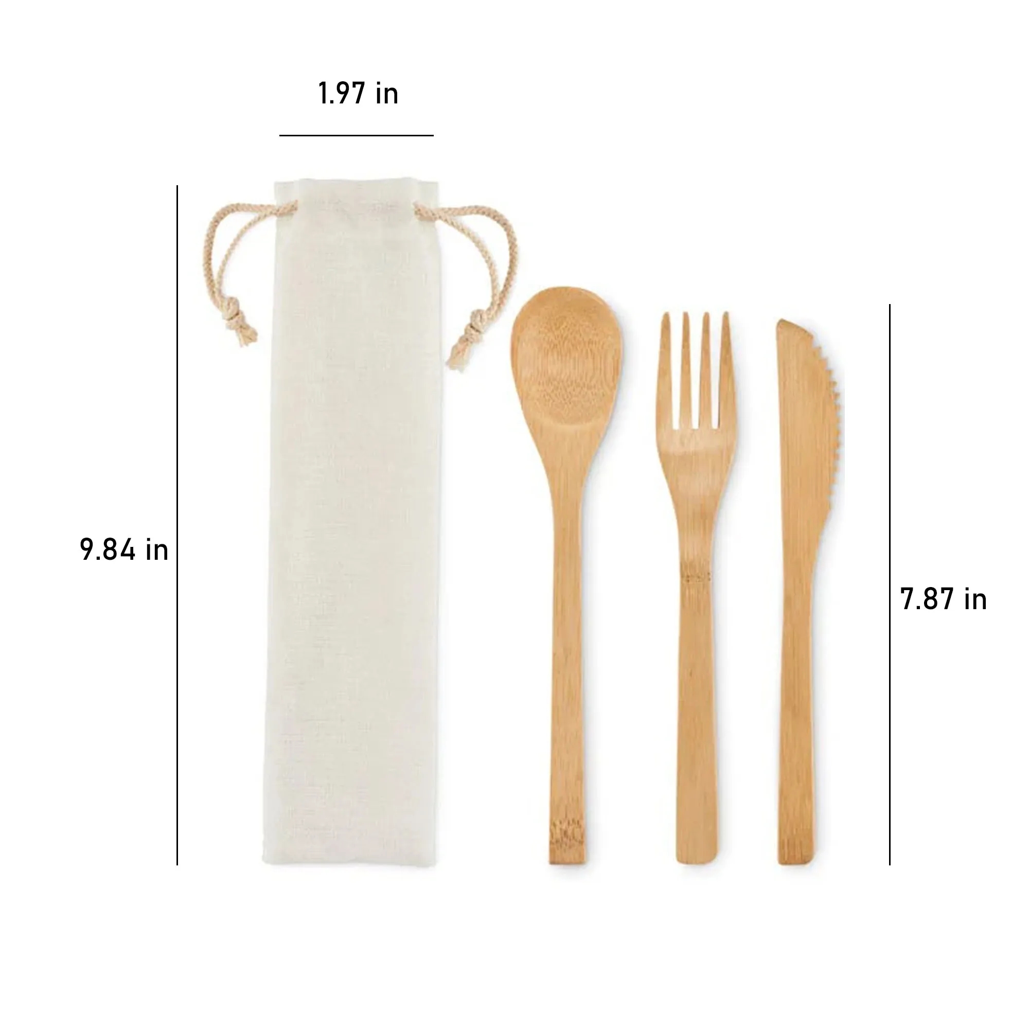3-Piece Bamboo Utensil Set with Bag 2
