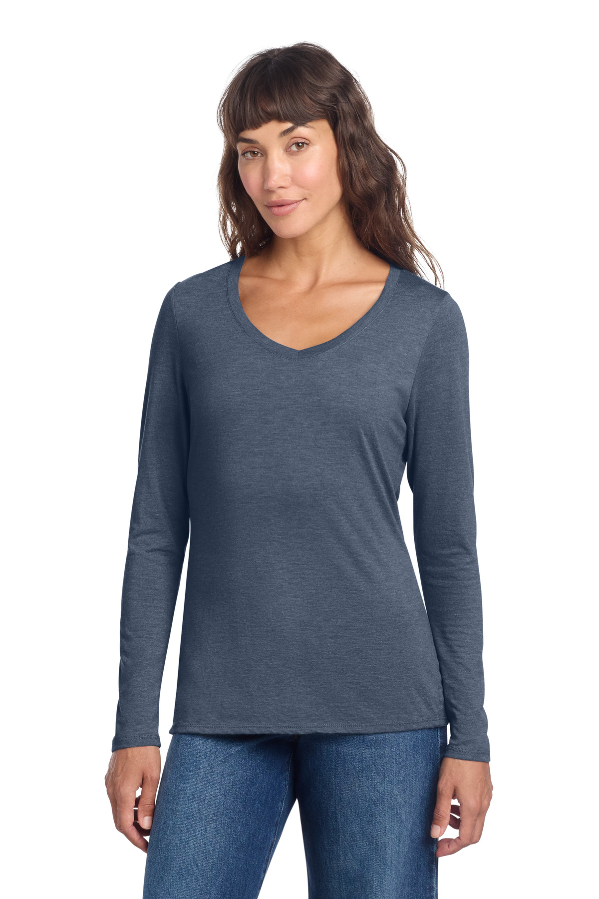 District Women's Perfect Tri Long Sleeve V-Neck Tee DT135 109