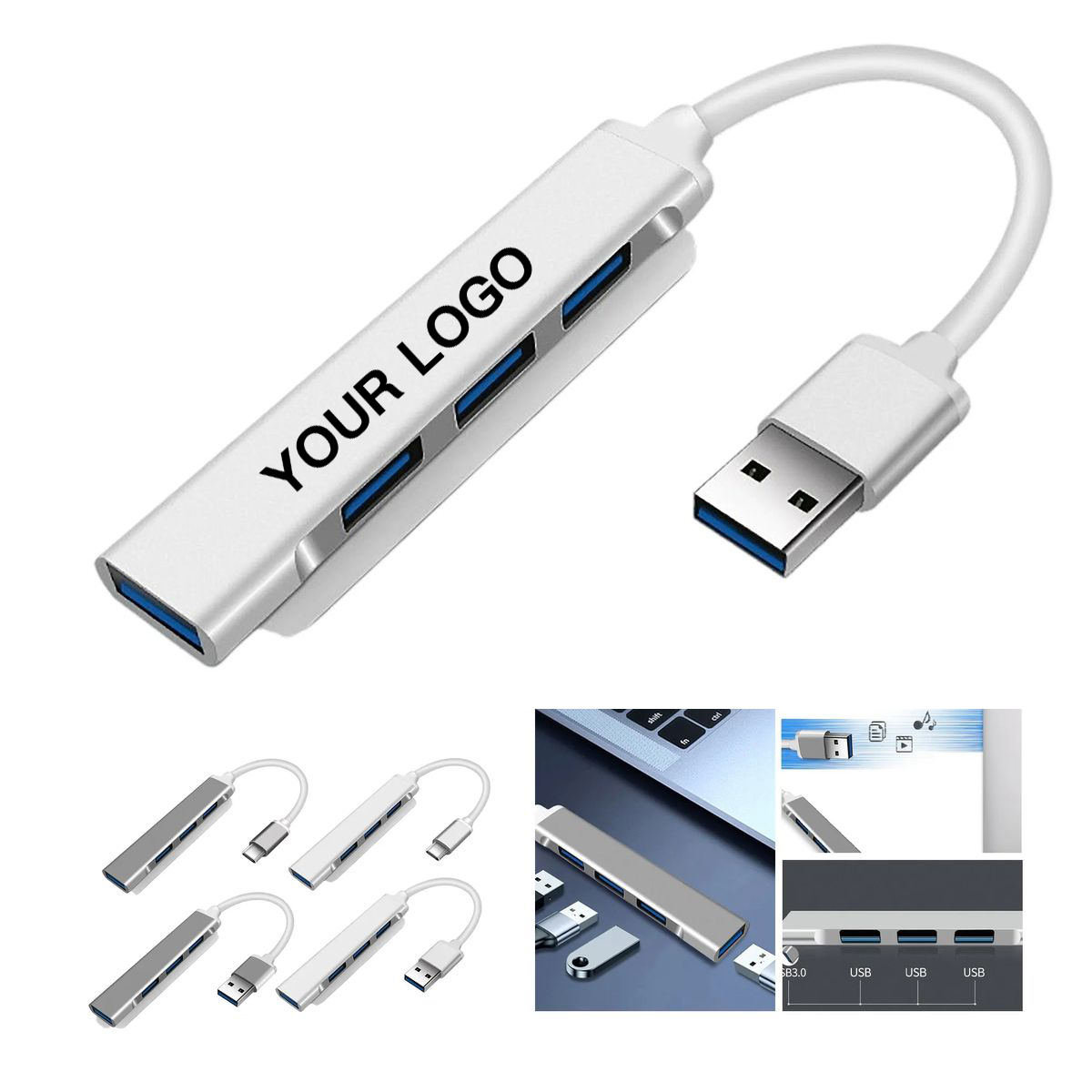 Aluminum USB Adapter with 4 Additional Ports 2