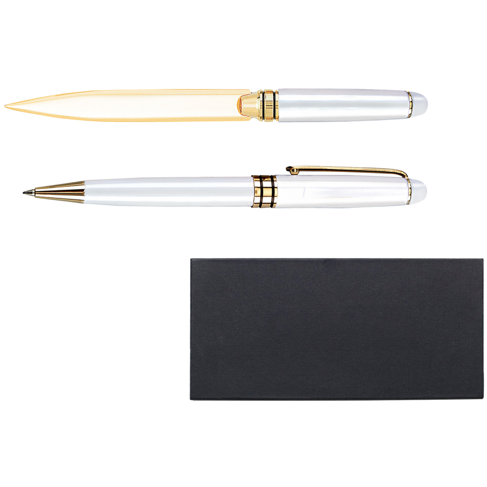 Danish-I Brass Letter Opener with GS Double Pen Set