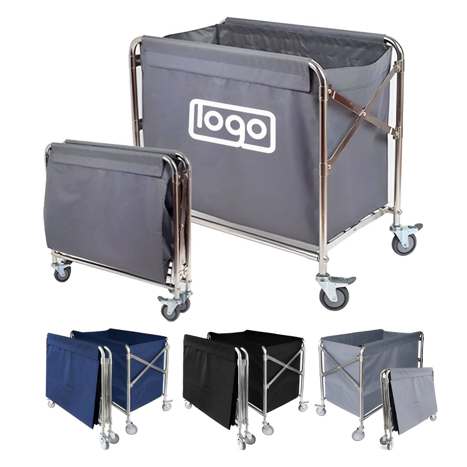 Foldable Stainless Steel Laundry Cart w/ Swivel Wheels 1