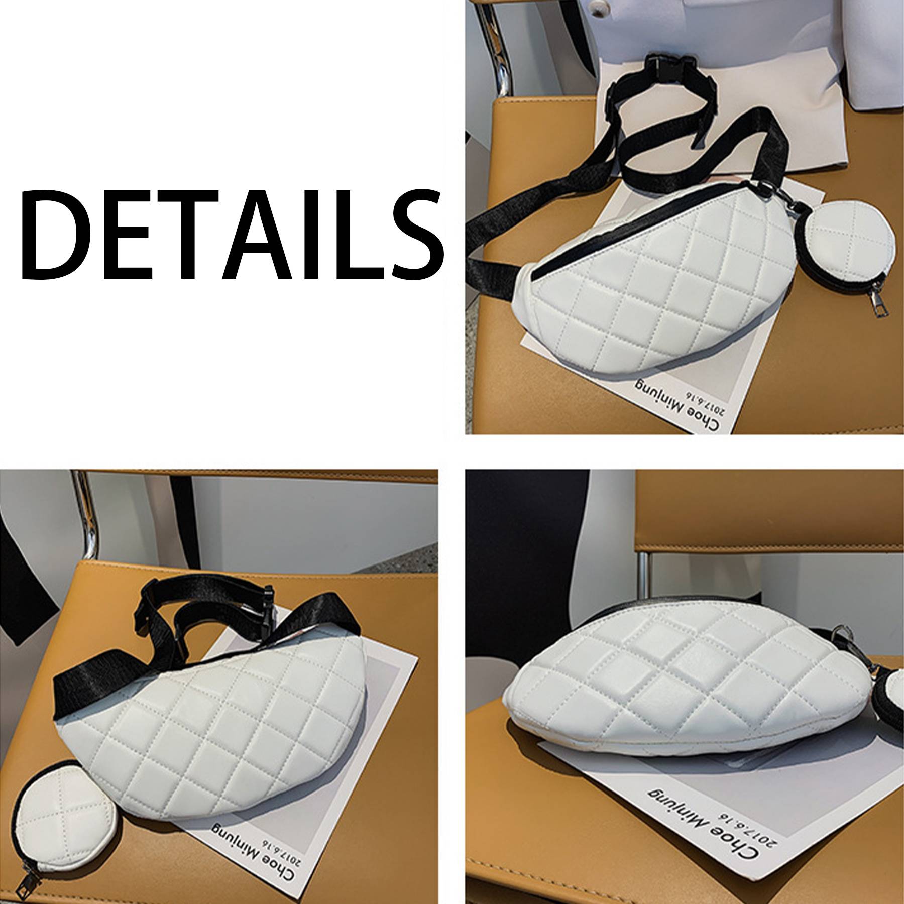 PU Simple And Stylish Rhombus One-shoulder Chest Bag 6