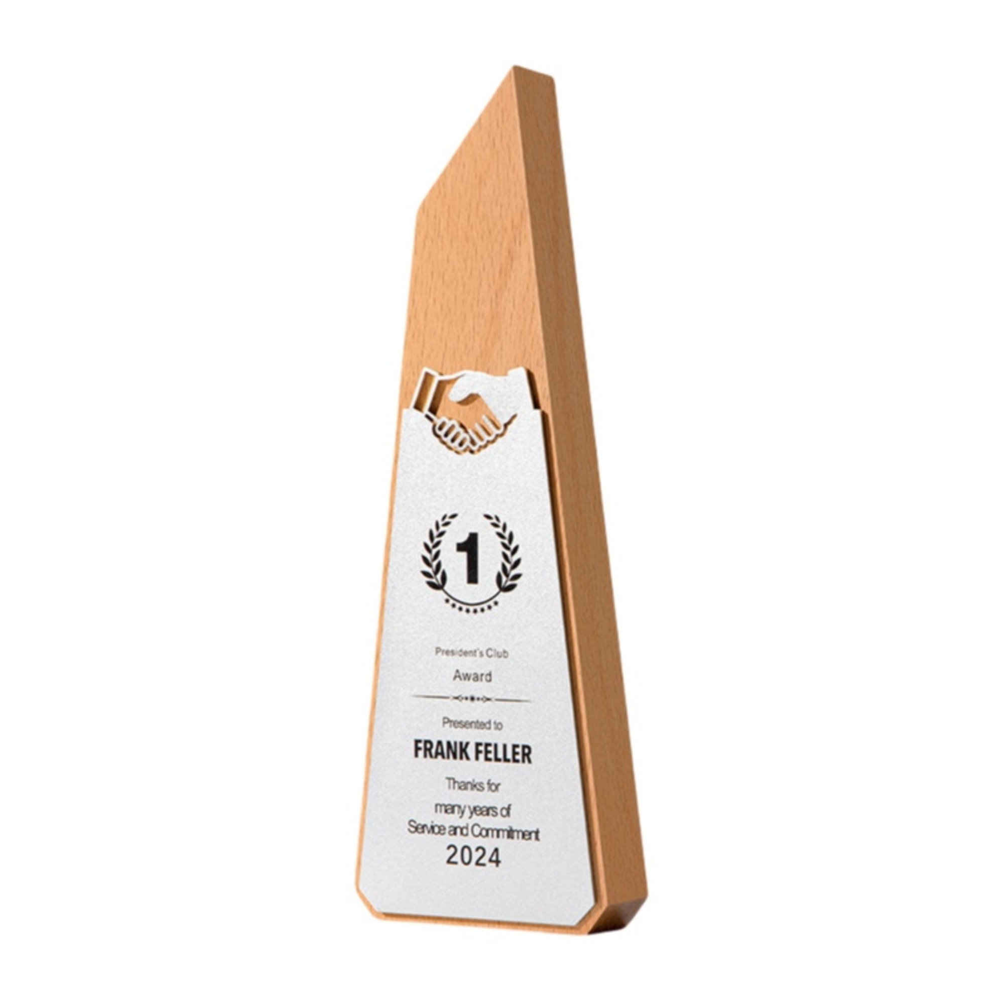 Handshake Design Wooden Trophy