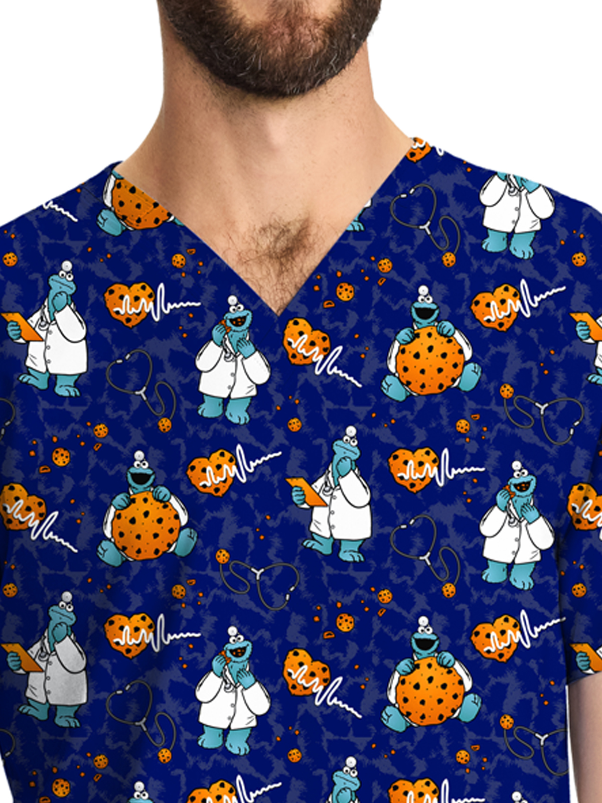 Cherokee - Tooniforms - Unisex 2-Pocket V-Neck Print Top 1