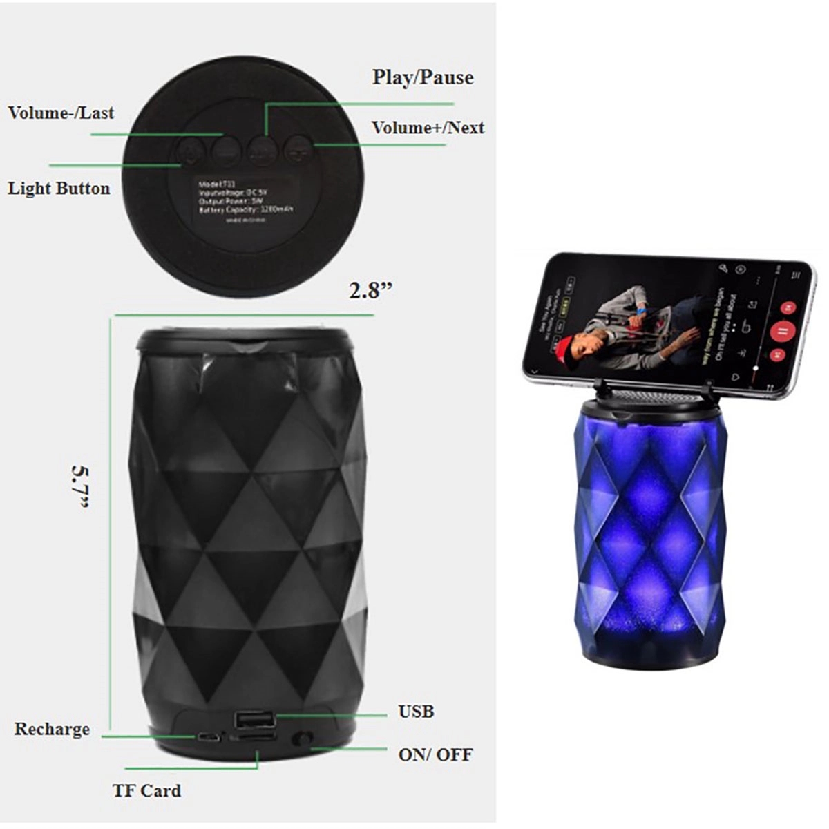 Wireless Led Bluetooth Speaker Night Light 3