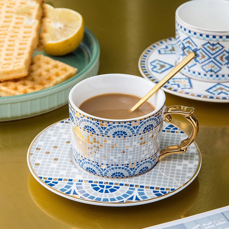 Custom 5 oz Ceramic Coffee Mug Saucer Set 7