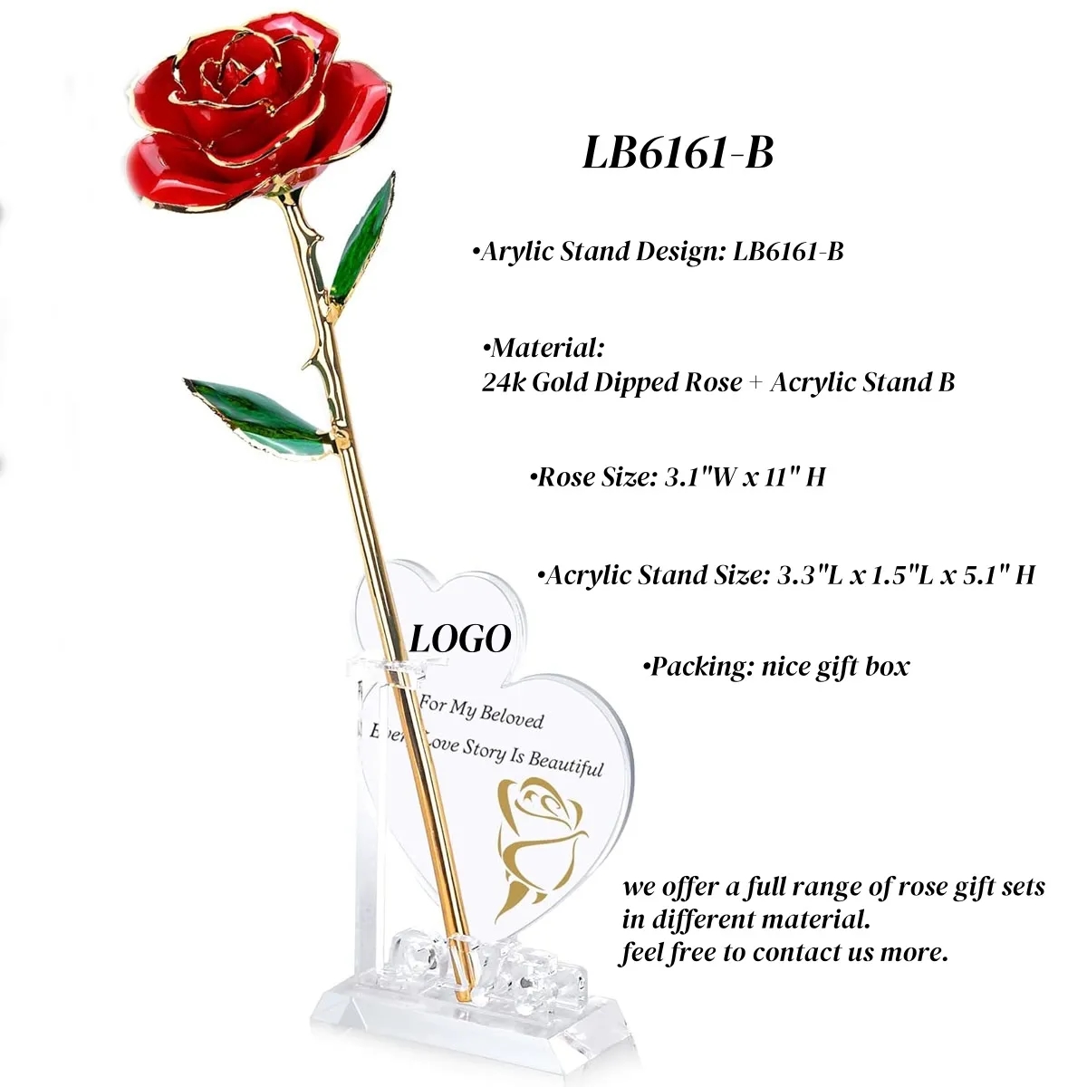 24K Gold Dipped Rose with Stand Romantic Gift Set 3