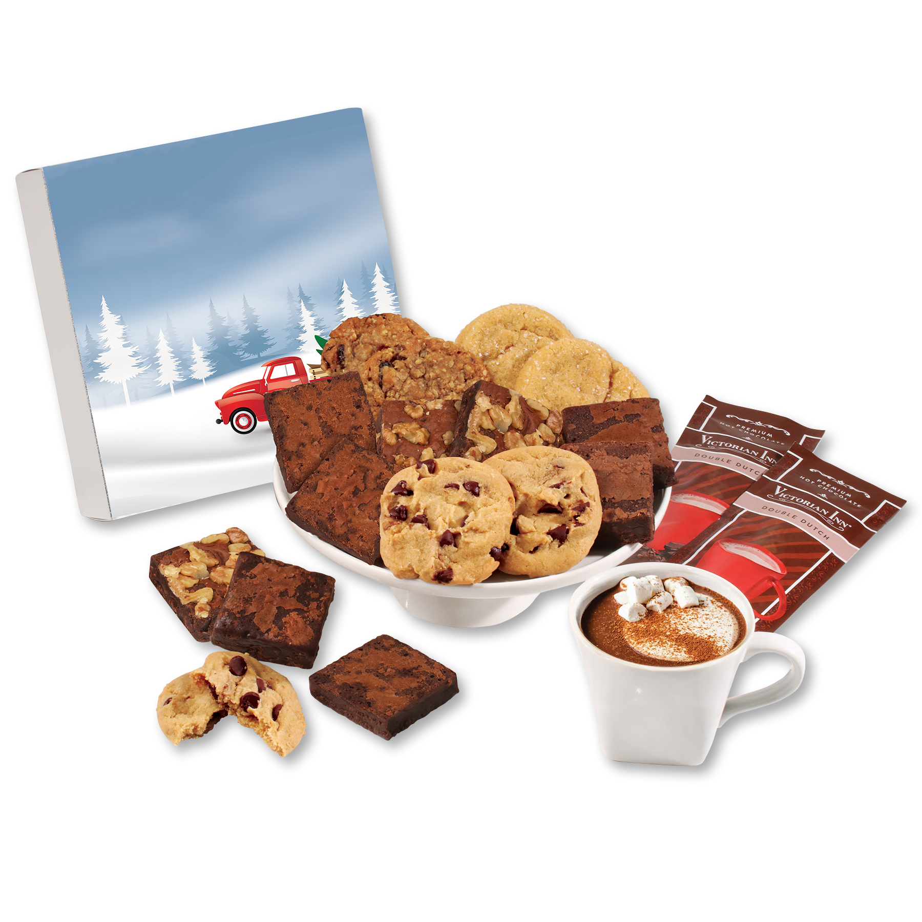 Gourmet Cookie & Brownie Gift Box with Red Truck Sleeve 2